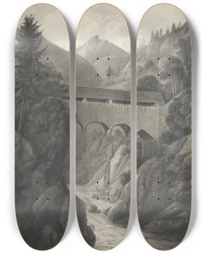 Triptych art skateboard deck of Isaac Weld St Martyns Bruche by Isaac Weld (1774-1856)
