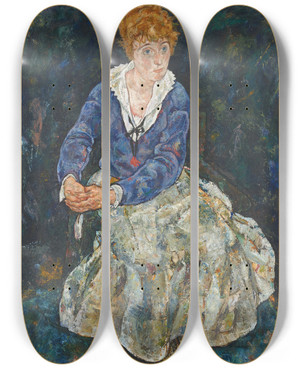 Triptych art skateboard deck of Egon Schiele Bildnis Der Frau Des Knstlers Edith Schiele by Egon Schiele (1890-1918)