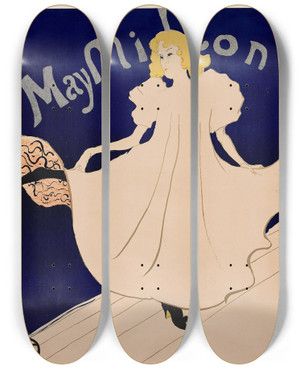 Triptych art skateboard deck of Henri De Toulouselautrec May Milton_2 by Henri de Toulouse-Lautrec (1864-1901)