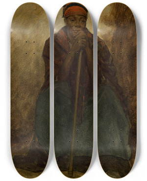 Triptych art skateboard deck of Eastman Johnson Dinah Portrait Of A Negress by Eastman Johnson (1824-1906)