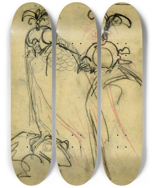 Triptych art skateboard deck of Theo Van Hoytema Twee Valken Met Oogkapjes by Theo Van Hoytema (1863-1917) Triptych art skateboard deck of Theo Van Hoytema Twee Valken Met Oogkapjes by Theo Van Hoytema (1863-1917)