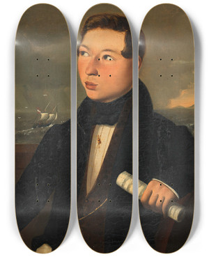 Triptych art skateboard deck of Vincent Poiret Franz Von Supp Im Alter Von 15 Jahren by Vincent Poiret (1813-1868)