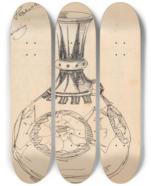 Triptych art skateboard deck of Theo Nieuwenhuis Perzische Vaas Of Schenkkan by Theo Nieuwenhuis (1866-1951)