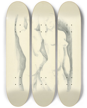 Triptych art skateboard deck of Mikul Galanda Dva Akty_1 by Mikulas Galanda (1895-1938)