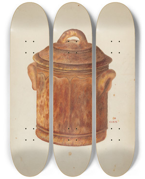 Triptych art skateboard deck of Margaret Stottlemeyer Jar by Margaret Stottlemeyer