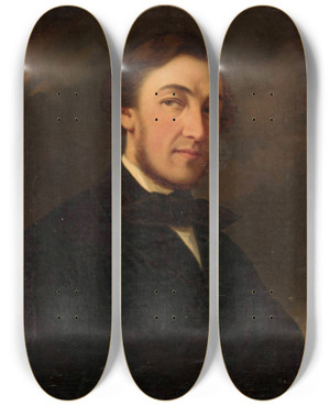 Triptych art skateboard deck of Wadysaw Majeranowski Portrait Of A Man by Wladyslaw Majeranowski (1817-1874)
