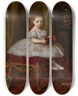 Triptych art skateboard deck of Sir John Everett Millais Portrait Of Miss Davison by Sir John Everett Millais (1829-1896)