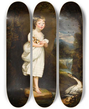 Triptych art skateboard deck of James Northcote Portrait Of Charlotte Leycester by James Northcote (1746-1831)