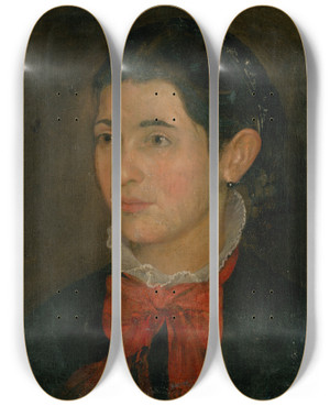 Triptych art skateboard deck of Dominik Skuteck Portrait Of Ceclia Lwy by Dominik Skutecky (1849-1921)