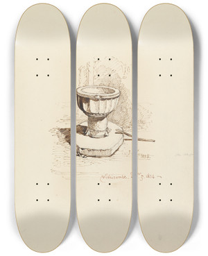 Triptych art skateboard deck of Rev James Bulwer One From A Volume Of Drawings And Prints_33 by Rev James Bulwer (1794-1879)
