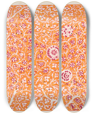 Triptych art skateboard deck of Natalia Goncharova Conte De Tsar Saltan Et De Son Fils Le Glorieux Et Puissant Prince Gvidon Saltanovitch Et De Sa Belle Princesse Cygne Pl 3 by Natalia Goncharova (1881-1962)