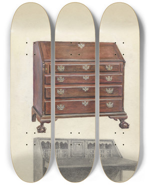 Triptych art skateboard deck of Aaron Dermansky American Desk_1 by Aaron Dermansky