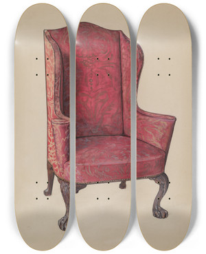 Triptych art skateboard deck of M Rosenshieldvonpaulin Wing Chair_1 by M. Rosenshield-von-Paulin