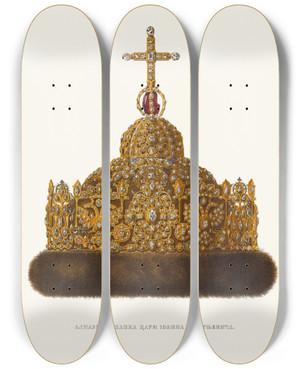 Triptych art skateboard deck of Fedor Grigoryevich Solntsev Almaznaia Shapka Tsaria Ioanna Alekseevicha Izobrazhenie 1 by Fedor Grigoryevich Solntsev (1801-1892)