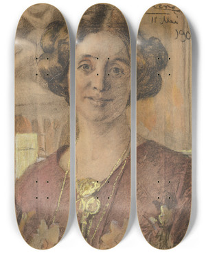 Triptych art skateboard deck of Peder Severin Kryer Portrait Of A Woman Probably Anna Vilhelmine Johanne Dorthea Halberg Married Bjrner Later Larsen by Peder Severin Kroyer (1851-1909)