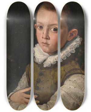 Triptych art skateboard deck of Santi Di Tito Portrait Of A Young Boy by Santi Di Tito (1536-1602)