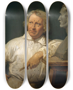 Triptych art skateboard deck of Horace Vernet Bertel Thorvaldsen 17681844 With The Bust Of Horace Vernet by Horace Vernet (1789-1863)