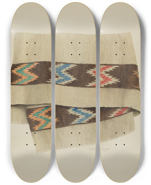 Triptych art skateboard deck of Ethel Dougan Blanket by Ethel Dougan Triptych art skateboard deck of Ethel Dougan Blanket by Ethel Dougan