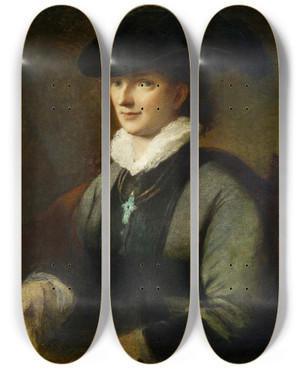 Triptych art skateboard deck of Franz Von Lenbach Princess Of Hohenlohe by Franz Von Lenbach (1836-1904)