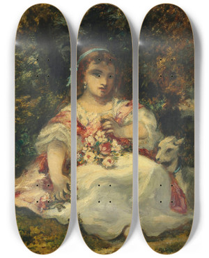 Triptych art skateboard deck of Narcissevirgile Diaz De La Pea La Fille De Diaz by Narcisse-Virgile Diaz de La Pea (1808-1876)