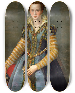 Triptych art skateboard deck of Alessandro Allori Portrait Of Maria De Medici 15401557 by Alessandro Allori (1535-1607)