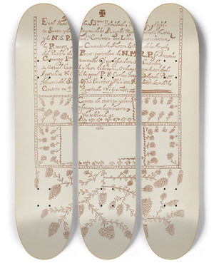 Triptych art skateboard deck of American 20Th Century Plate 3 Pecos Book Of Visitations From Portfolio Spanish Colonial Designs Of New Mexico_3 by American 20Th Century