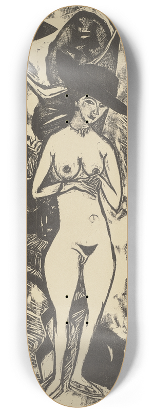 Ernst Ludwig Kirchner - Nude Wearing a Black Hat 8.25 inch art skate deck