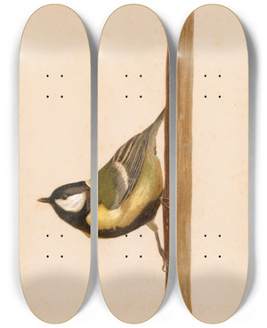 Triptych art skateboard deck of Lopaul Robert Msange Charbonnire by Leo Paul Robert (1851-1923)