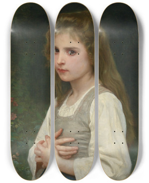 Triptych art skateboard deck of William Bouguereau Jeanne by William Bouguereau (1825-1905)