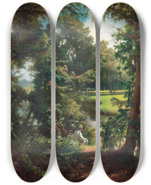 Triptych art skateboard deck of Henri Biva Fishing On A Sunny Afternoon by Henri Biva (1848-1929) Triptych art skateboard deck of Henri Biva Fishing On A Sunny Afternoon by Henri Biva (1848-1929)