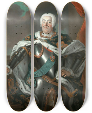 Triptych art skateboard deck of Louis De Silvestre Portrait Of Augustus Iii Of Poland by Louis de Silvestre (1675-1760)
