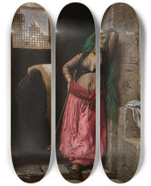 Triptych art skateboard deck of Jeanlon Grme Jeune Fille Du Caire_1 by Jean-Lon Grme (1824-1904)