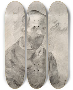 Triptych art skateboard deck of Otto Meyeramden Selfportrait by Otto Meyer-Amden (1885-1933)
