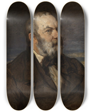 Triptych art skateboard deck of Hans Canon Portrait Of The Painter Johann Wilhelm Schirmer by Hans Canon (1829-1885)