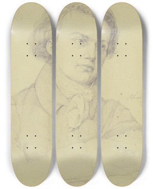 Triptych art skateboard deck of Nikolaus Hoff Bildnis Des Stuttgarter Hofopernsngers Bezold by Nikolaus Hoff (1798-1873)