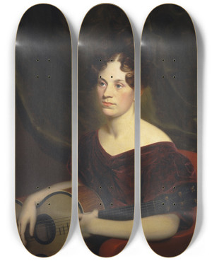 Triptych art skateboard deck of Charles Cromwell Ingham Cora Livingston by Charles Cromwell Ingham (1786-1863)