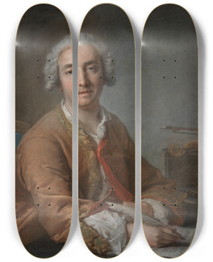 Triptych art skateboard deck of Jeanmarc Nattier Portrait Of The Composer Josephnicolaspancrace Royer by Jean Marc Nattier (1685-1766)