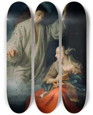 Triptych art skateboard deck of Godfried Schalcken The Annunciation by Godfried Schalcken (1643-1706)