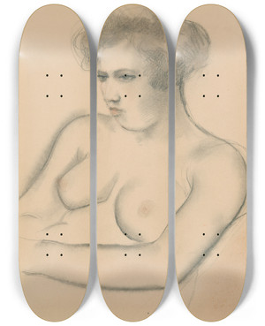 Triptych art skateboard deck of Armand Rassenfosse Seated Female Nude 2 by Armand Rassenfosse (1862-1934) Triptych art skateboard deck of Armand Rassenfosse Seated Female Nude 2 by Armand Rassenfosse (1862-1934)
