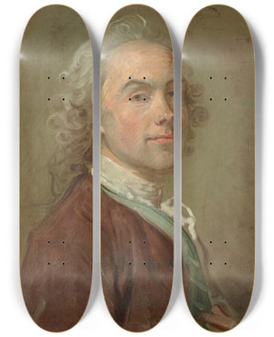 Triptych art skateboard deck of Jeanbaptiste Perronneau Portrait Of A Gentleman by Jean-Baptiste Perronneau (1715-1783)