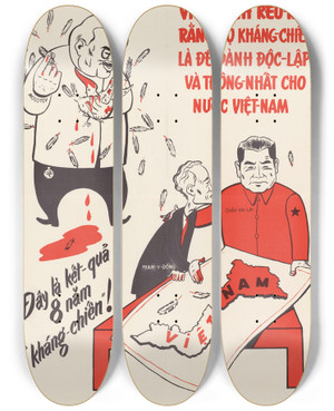 Triptych art skateboard deck of Us Information Agency Result Of 8 Years Of Struggle by U S Information Agency (1953-1999)