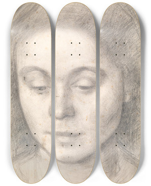 Triptych art skateboard deck of Vilhelm Hammershi Portrait Of Ida The Artists Wife by Vilhelm Hammershoi (1864-1916)