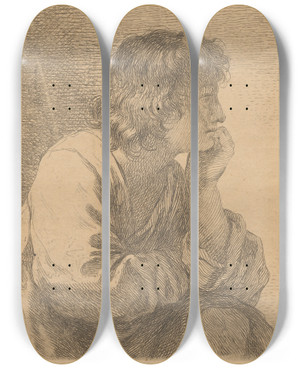 Triptych art skateboard deck of Angelica Kauffmann Hope by Angelica Kauffmann (1741-1807)