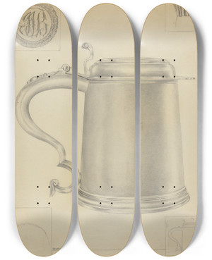 Triptych art skateboard deck of Hester Duany Silver Tankard_3 by Hester Duany (1891-1964)