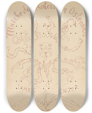 Triptych art skateboard deck of James Ensor Mars Van De Oostendse Rotarirs by James Ensor (1860-1949)