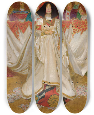Triptych art skateboard deck of Byam Shaw The Queen Of Hearts by Byam Shaw (1872-1919) Triptych art skateboard deck of Byam Shaw The Queen Of Hearts by Byam Shaw (1872-1919)