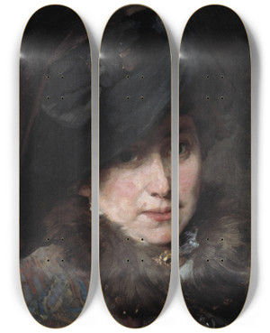 Triptych art skateboard deck of Bertha Wegmann Hildegard Thorell The Artist by Bertha Wegmann (1847-1926)