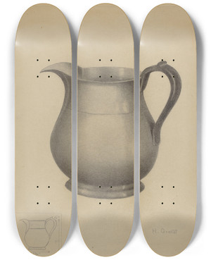 Triptych art skateboard deck of Henry Granet Pewter Pitcher_2 by Henry Granet