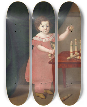 Triptych art skateboard deck of Johan Anton Bech Barneportrt by Johan Anton Bech (1797)