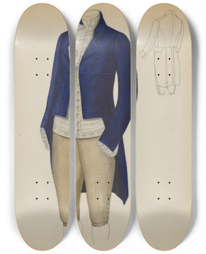 Triptych art skateboard deck of Nancy Crimi Mans Suit_3 by Nancy Crimi (20-)